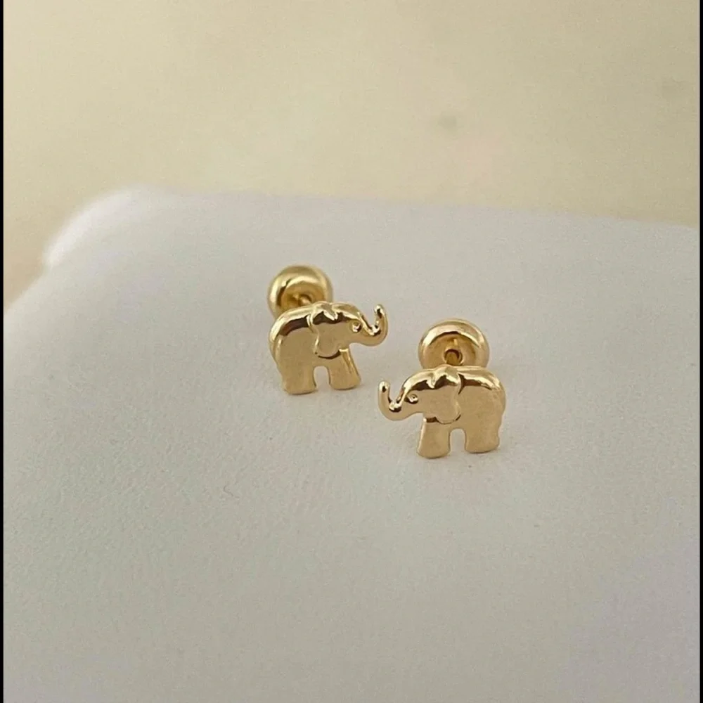 18k Gold Filled Girls Elephant Stud Earrings